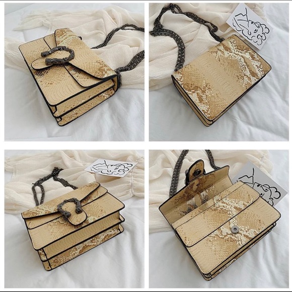 Animal Print Metallic Gunmetal PU Leather Bag - Picture 4 of 7